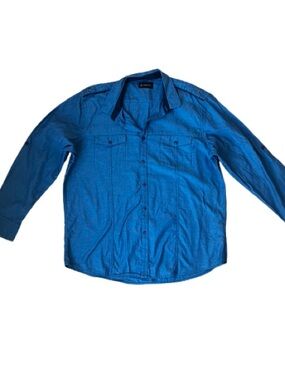 Blue Long-Sleeve Button-Up Shirt Jacket XXL Big & Tall